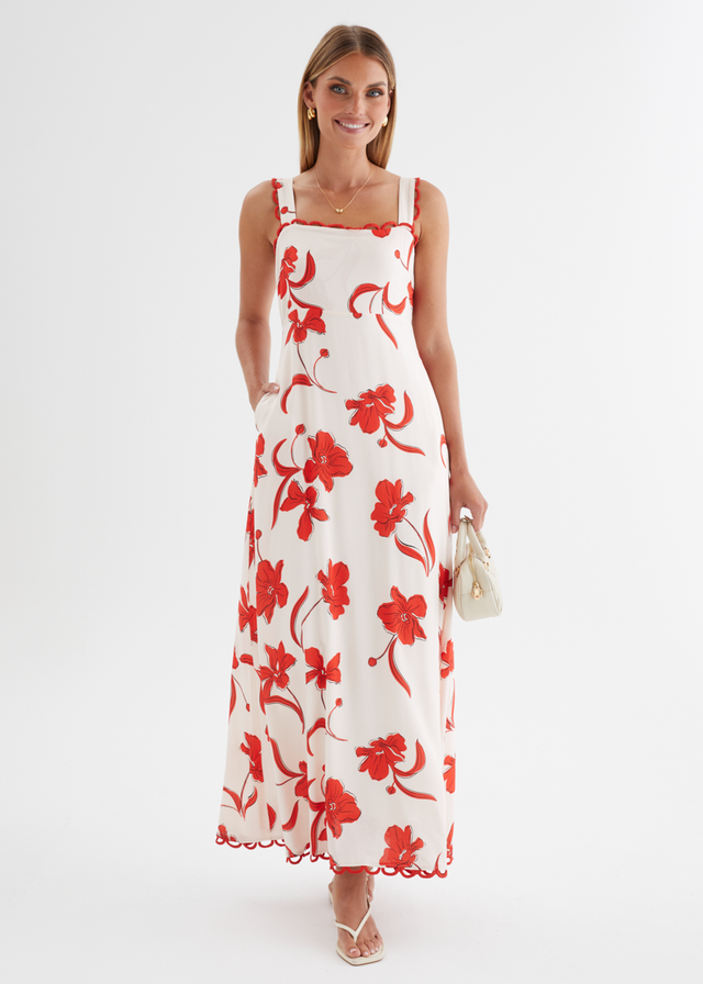 Alarica Maxi Dress - Red Flowers
