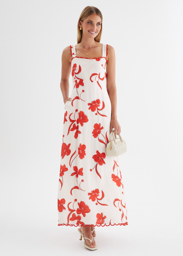 Alarica Maxi Dress - Red Flowers
