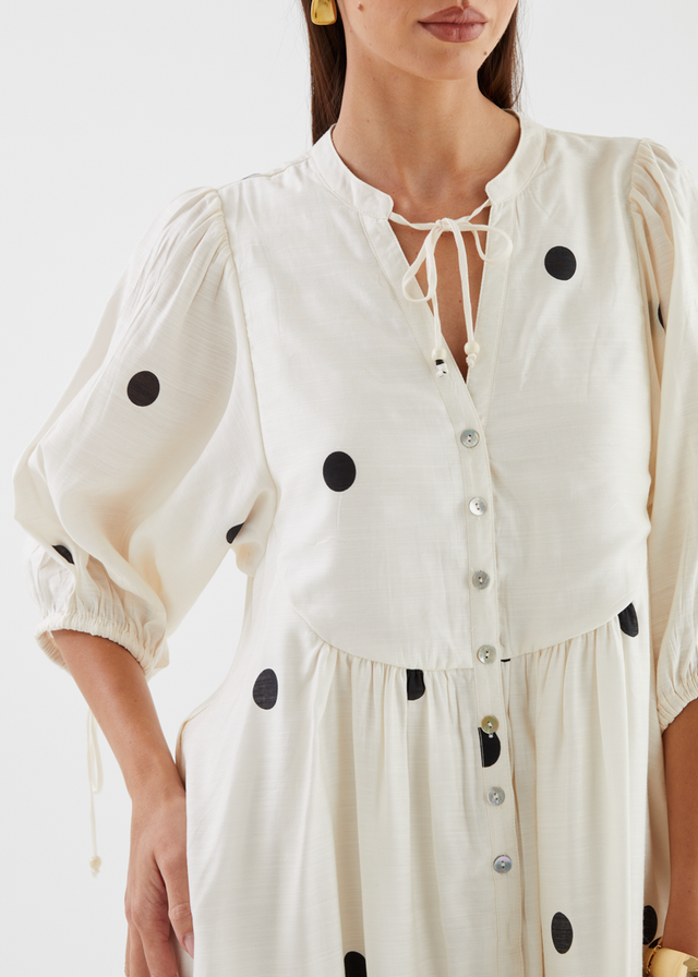 Iselin Dress - Ivory Polka