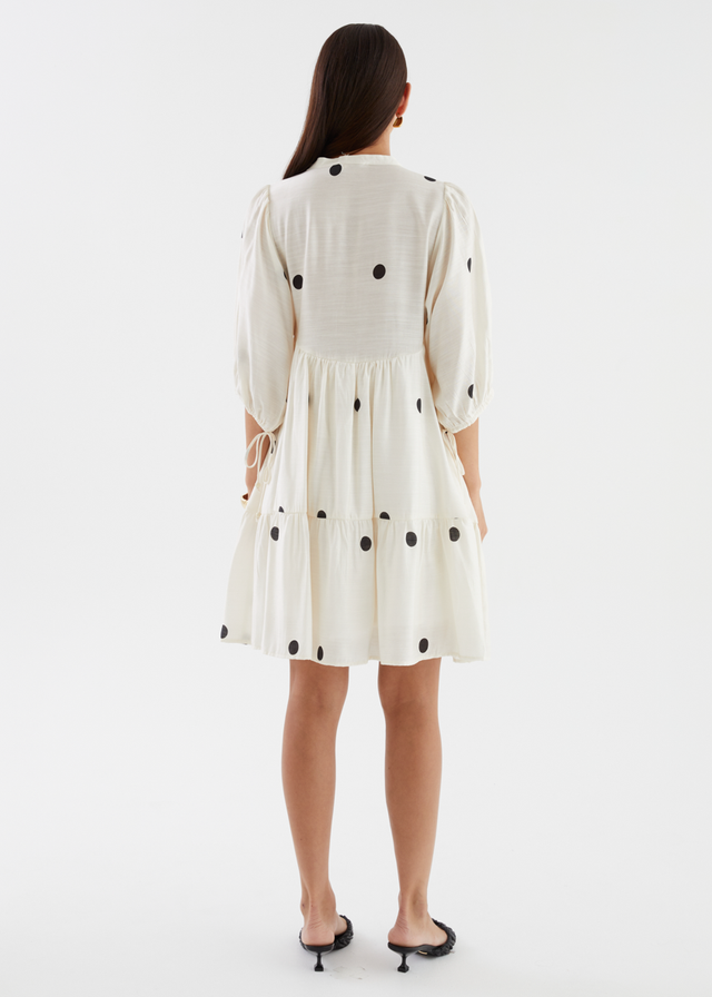 Iselin Dress - Ivory Polka