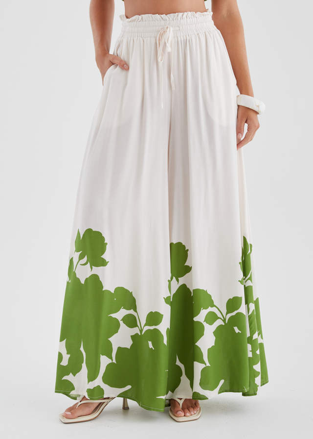 Codey Wide Leg Pants - Matcha Leaf