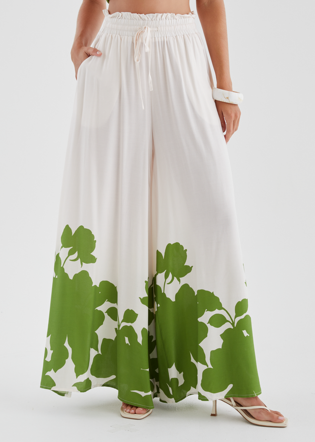 Codey Wide Leg Pants - Matcha Leaf