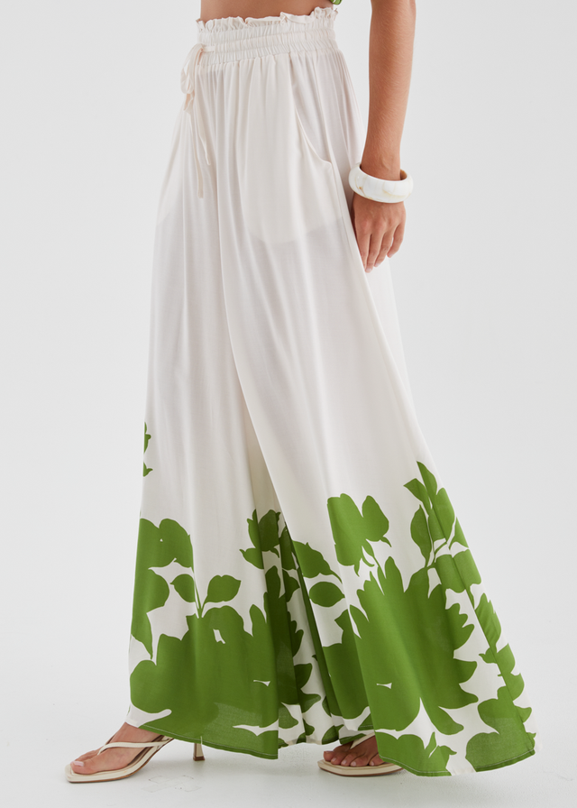 Codey Wide Leg Pants - Matcha Leaf