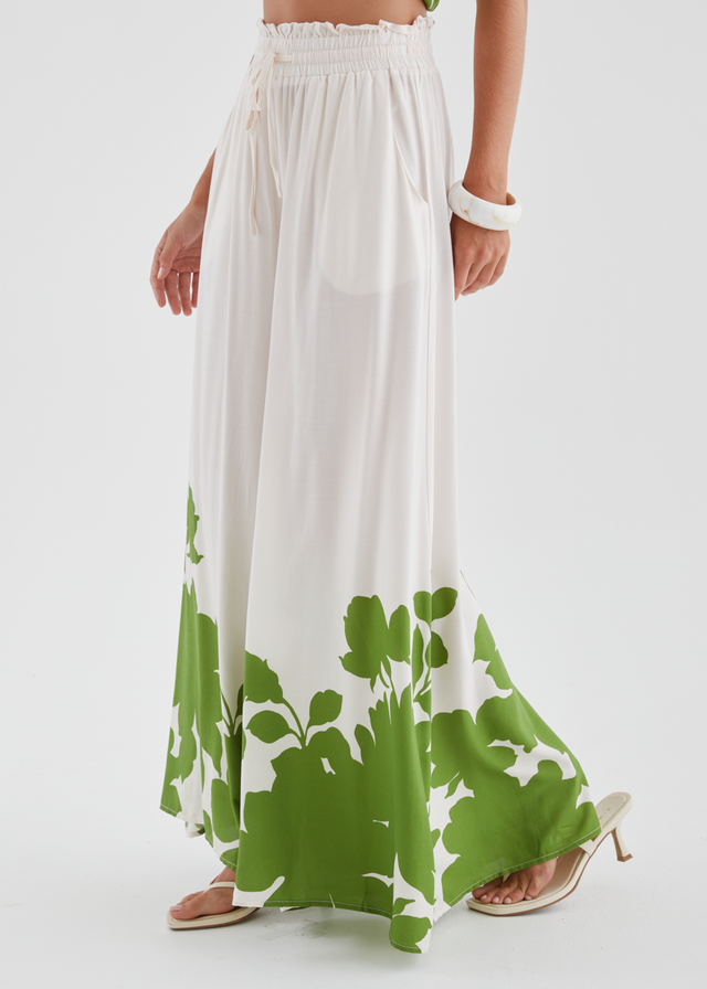 Codey Wide Leg Pants - Matcha Leaf
