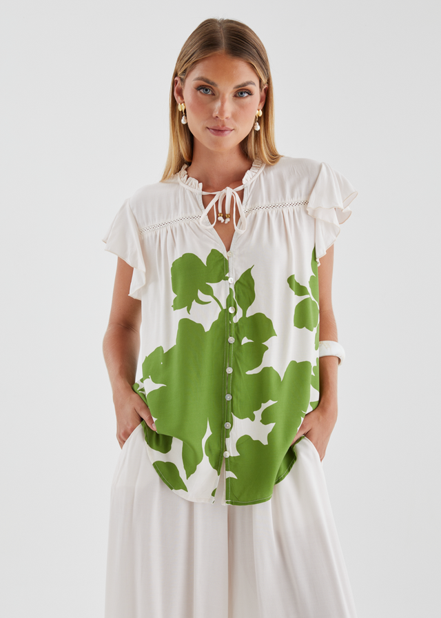Colbie Blouse - Matcha Leaf