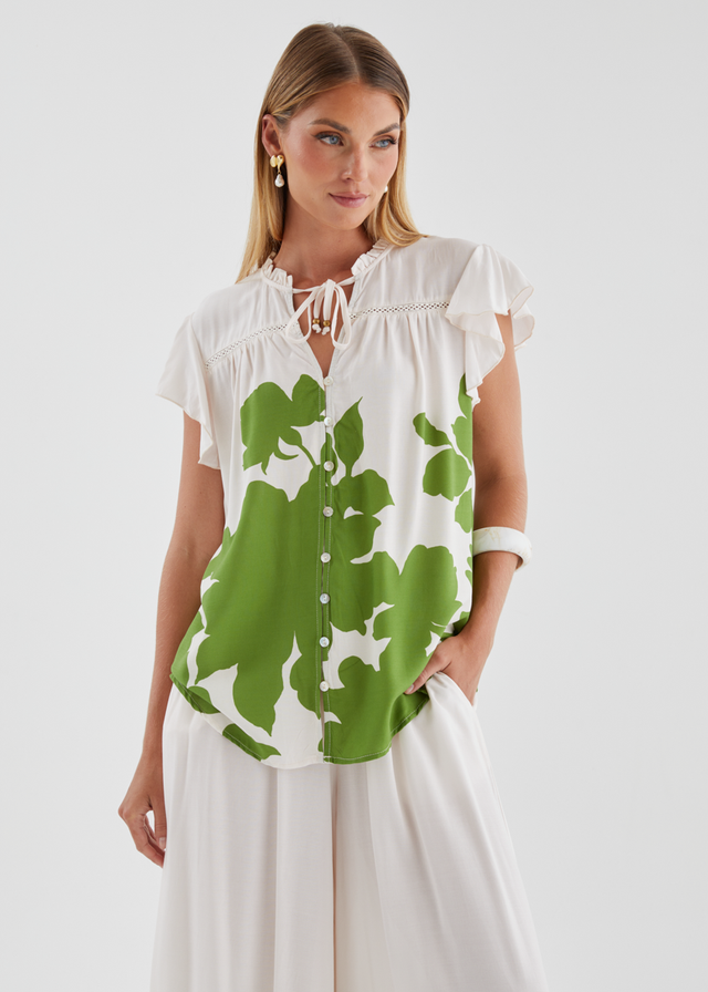 Colbie Blouse - Matcha Leaf