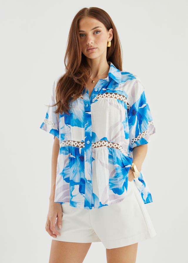 Zahra Shirt - Blue Flowers