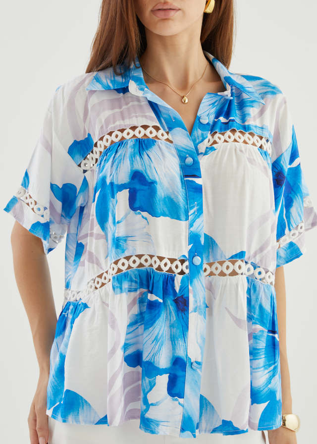 Zahra Shirt - Blue Flowers