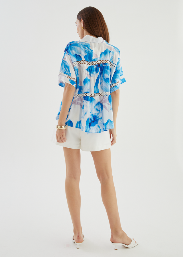 Zahra Shirt - Blue Flowers