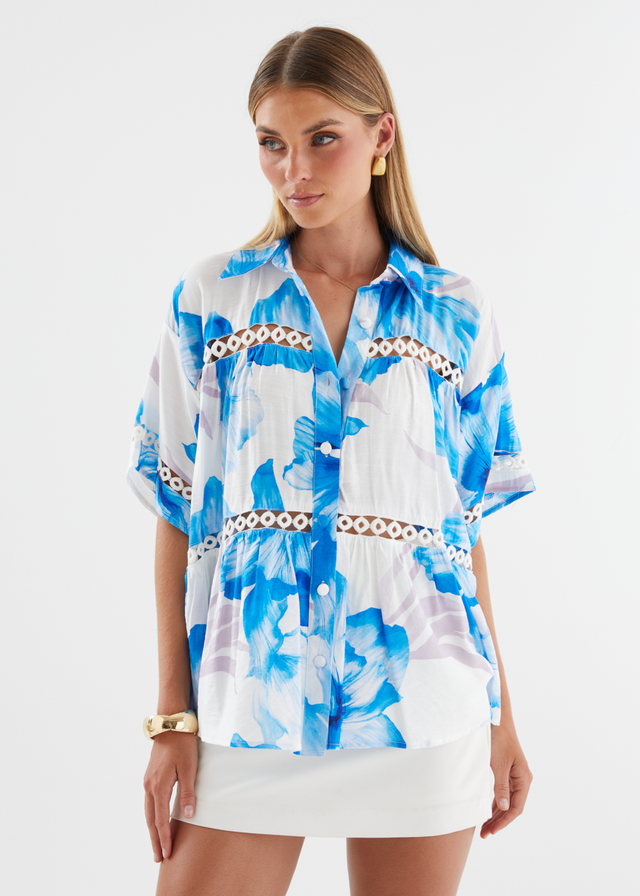 Zahra Shirt - Blue Flowers