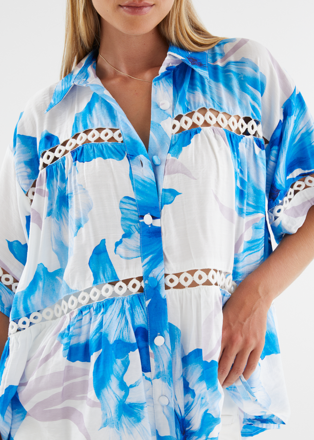 Zahra Shirt - Blue Flowers