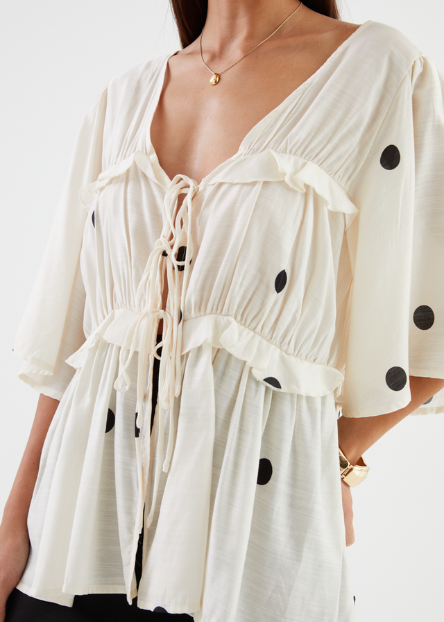Imelda Blouse - Ivory Polka