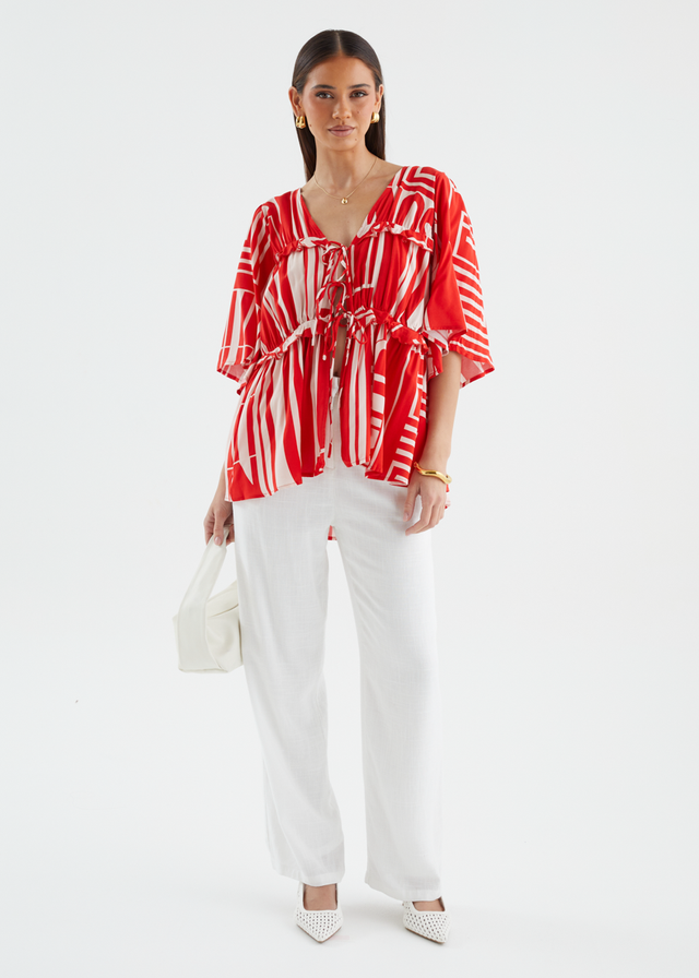 Imelda Blouse - Red Abstract