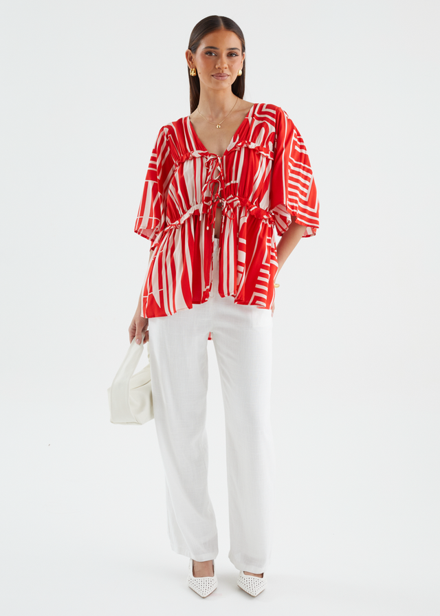 Imelda Blouse - Red Abstract