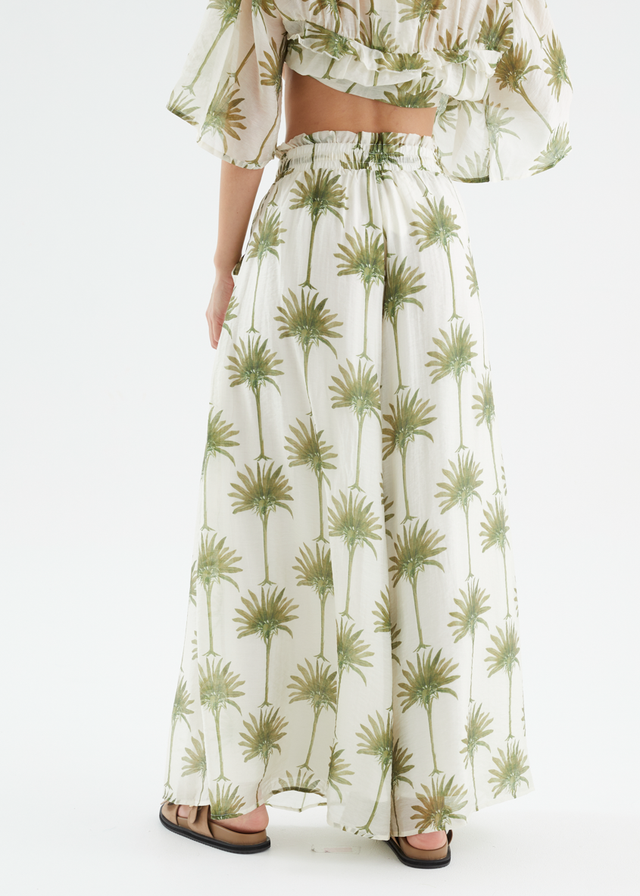 Codey Wide Leg Pants - Sage Palms