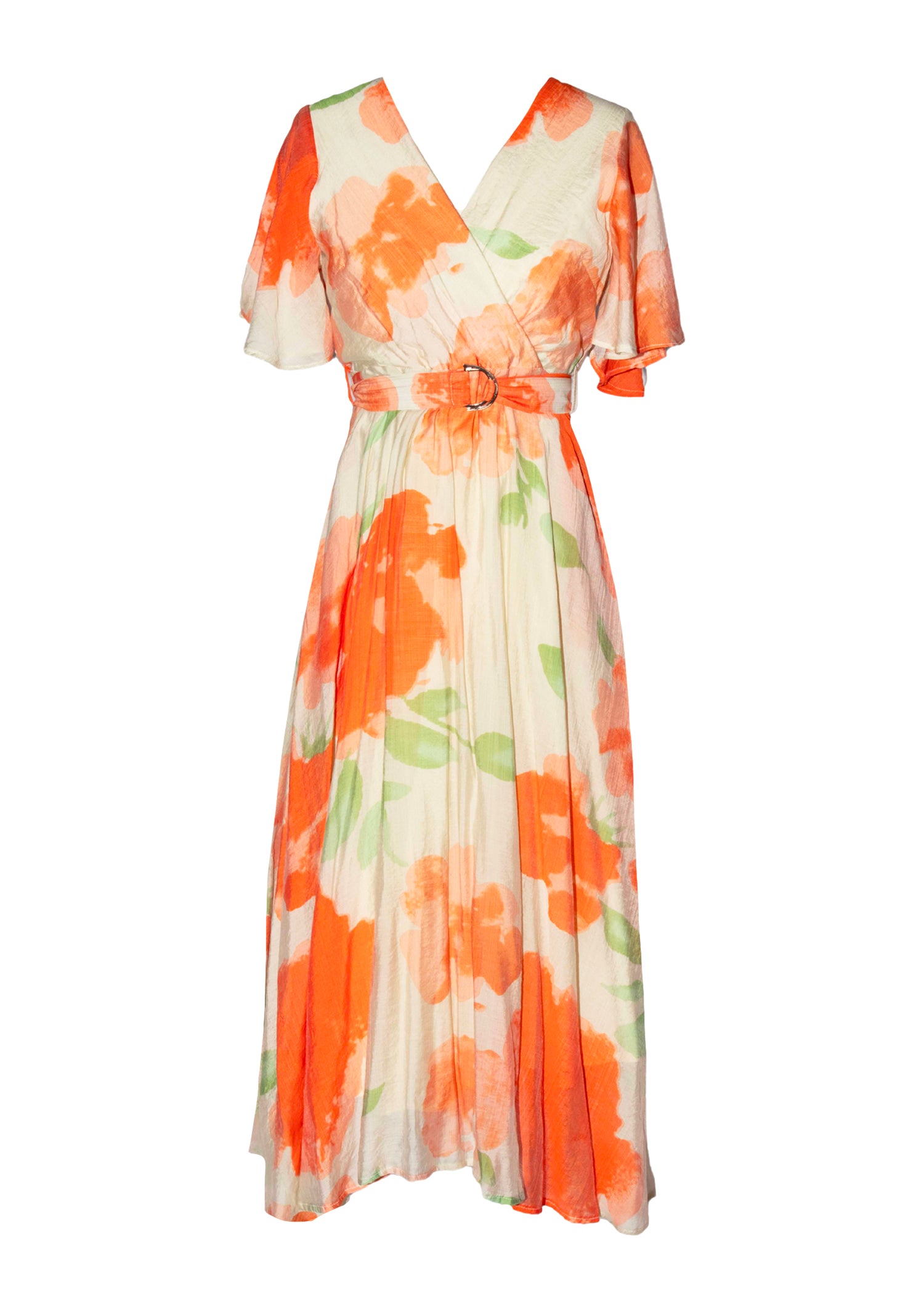 Zanzibar Midi Dress - Orange Watercolour