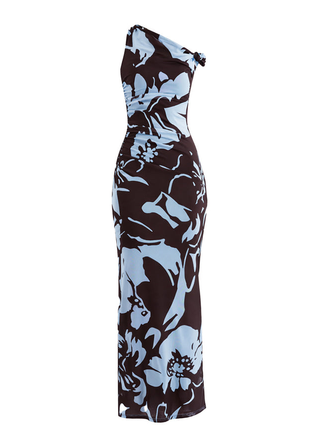 Arlo Drop Shoulder Mesh Maxi Dress - Blue Espresso