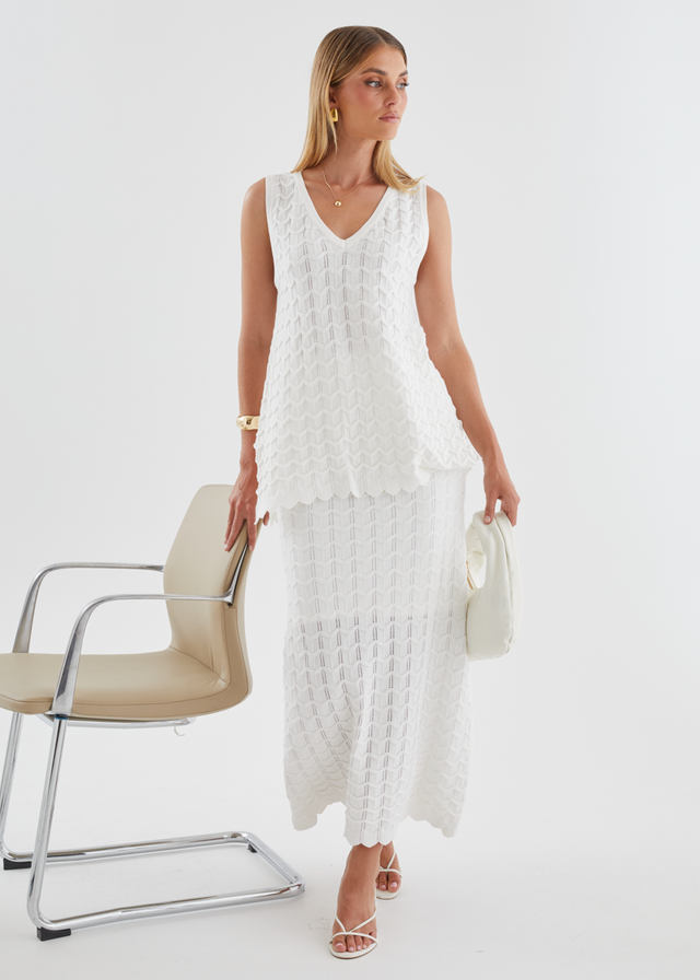 Nerida Knit Maxi Skirt - Off White