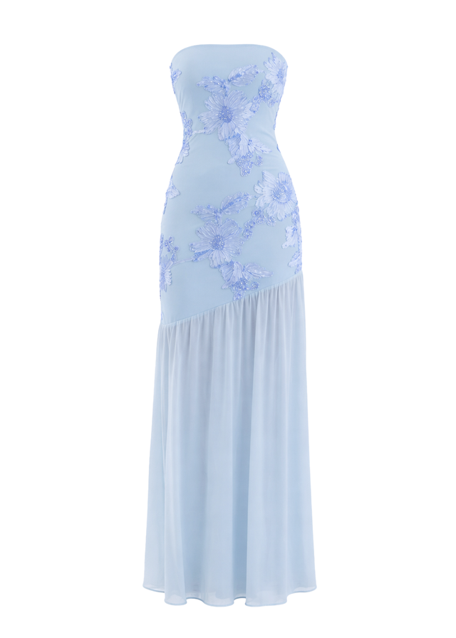 Prairie Strapless Maxi Dress - Blue
