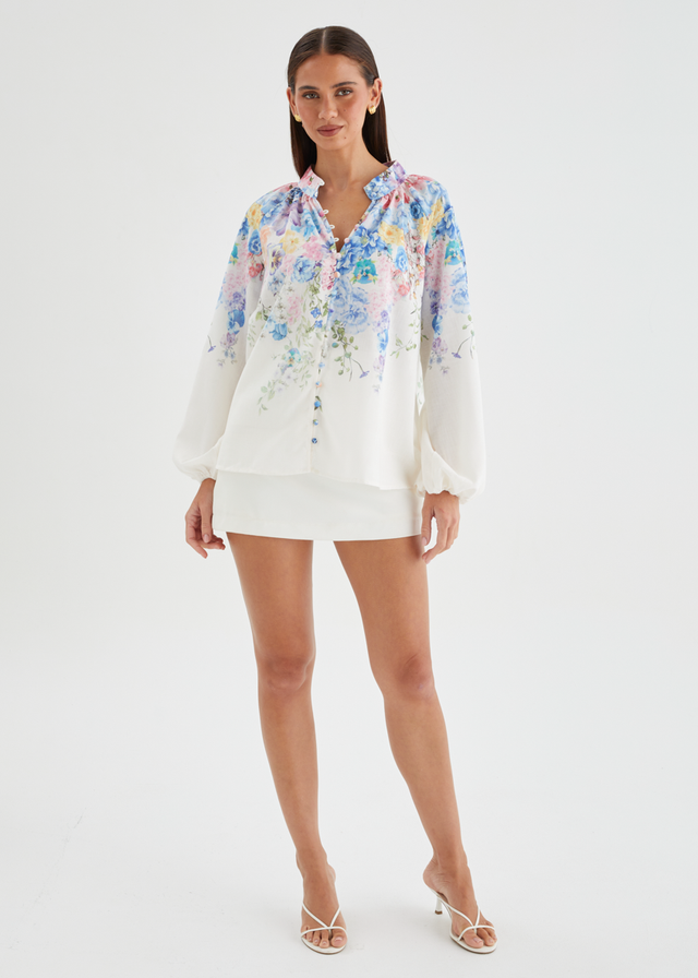 Dellan Blouse - White Floral