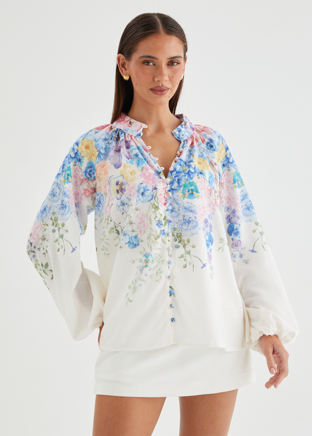 Dellan Blouse - White Floral