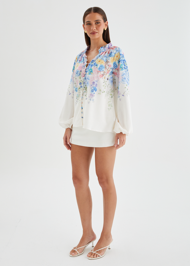 Dellan Blouse - White Floral