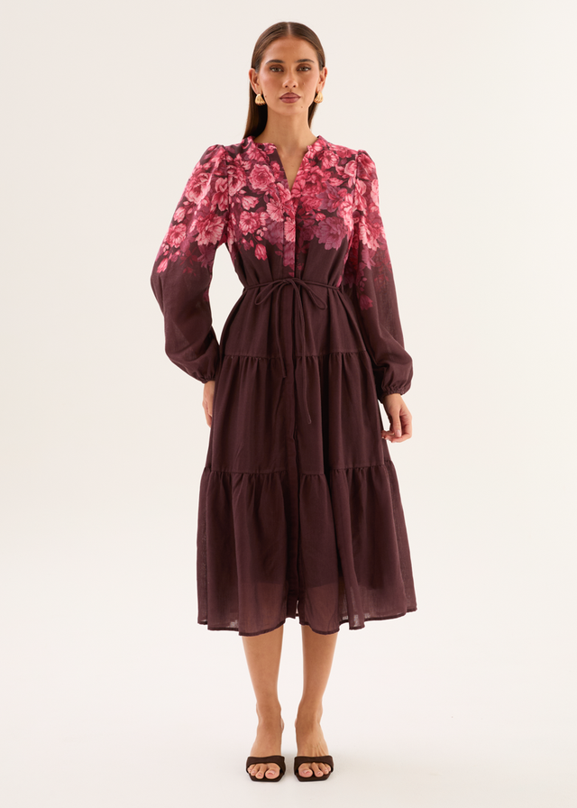 Ainslee Midi Dress - Chocolate Blossom