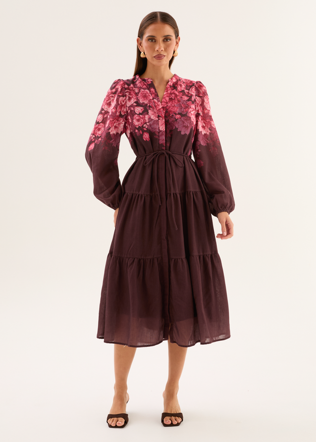 Ainslee Midi Dress - Chocolate Blossom