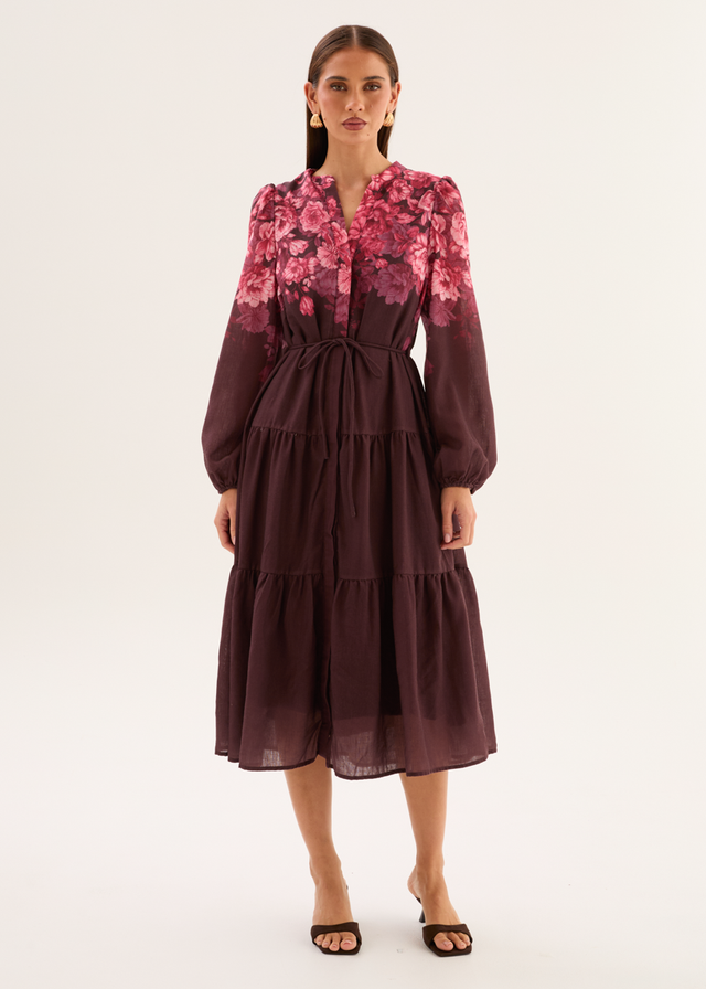 Ainslee Midi Dress - Chocolate Blossom