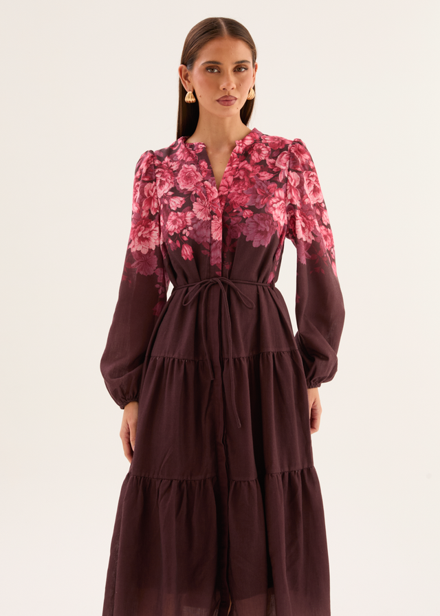 Ainslee Midi Dress - Chocolate Blossom