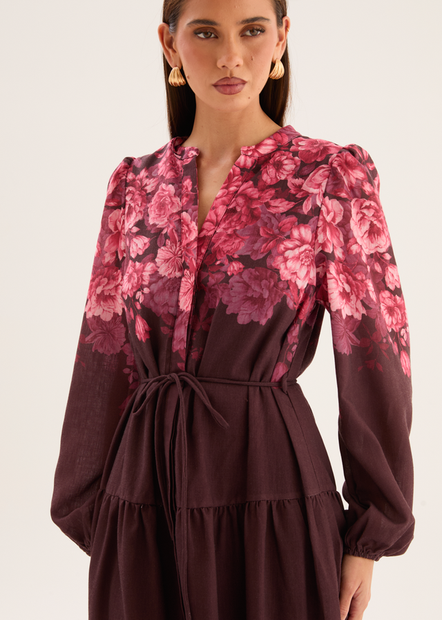 Ainslee Midi Dress - Chocolate Blossom
