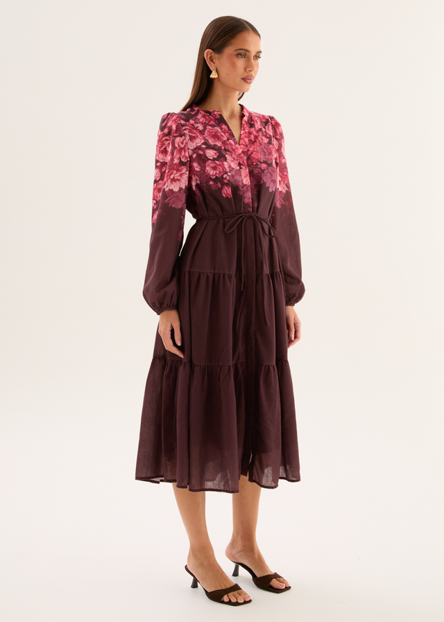 Ainslee Midi Dress - Chocolate Blossom