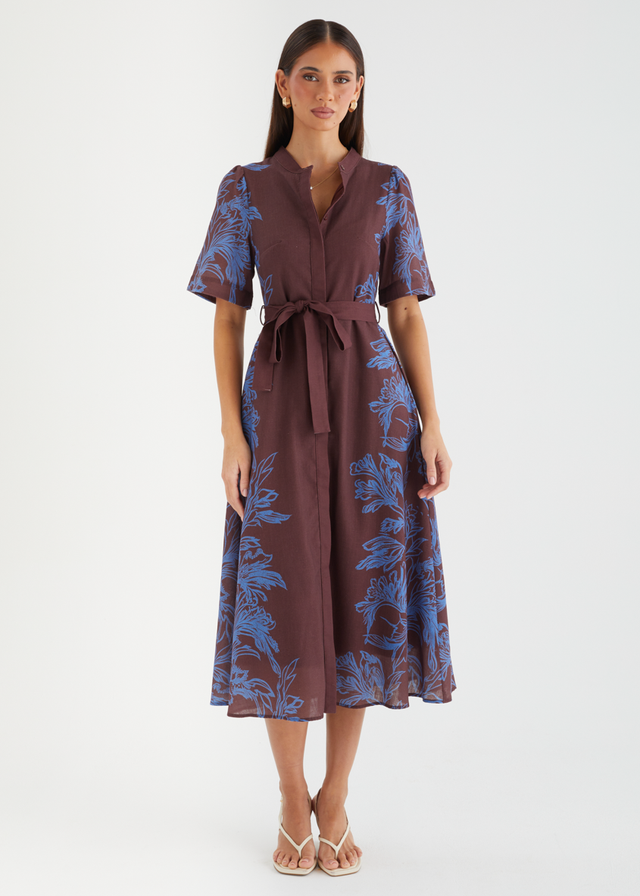 Leasah Midi Dress - Chocolate Leaf