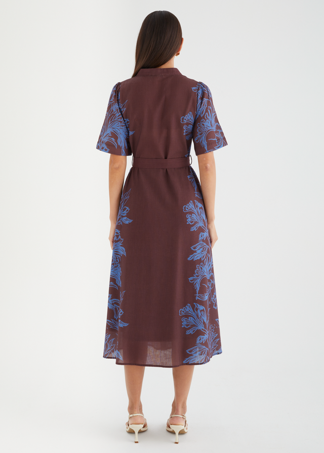 Leasah Midi Dress - Chocolate Leaf