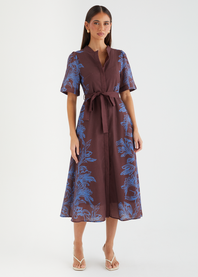 Leasah Midi Dress - Chocolate Leaf