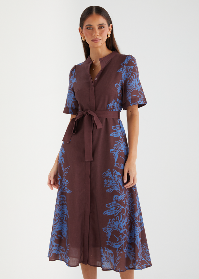 Leasah Midi Dress - Chocolate Leaf