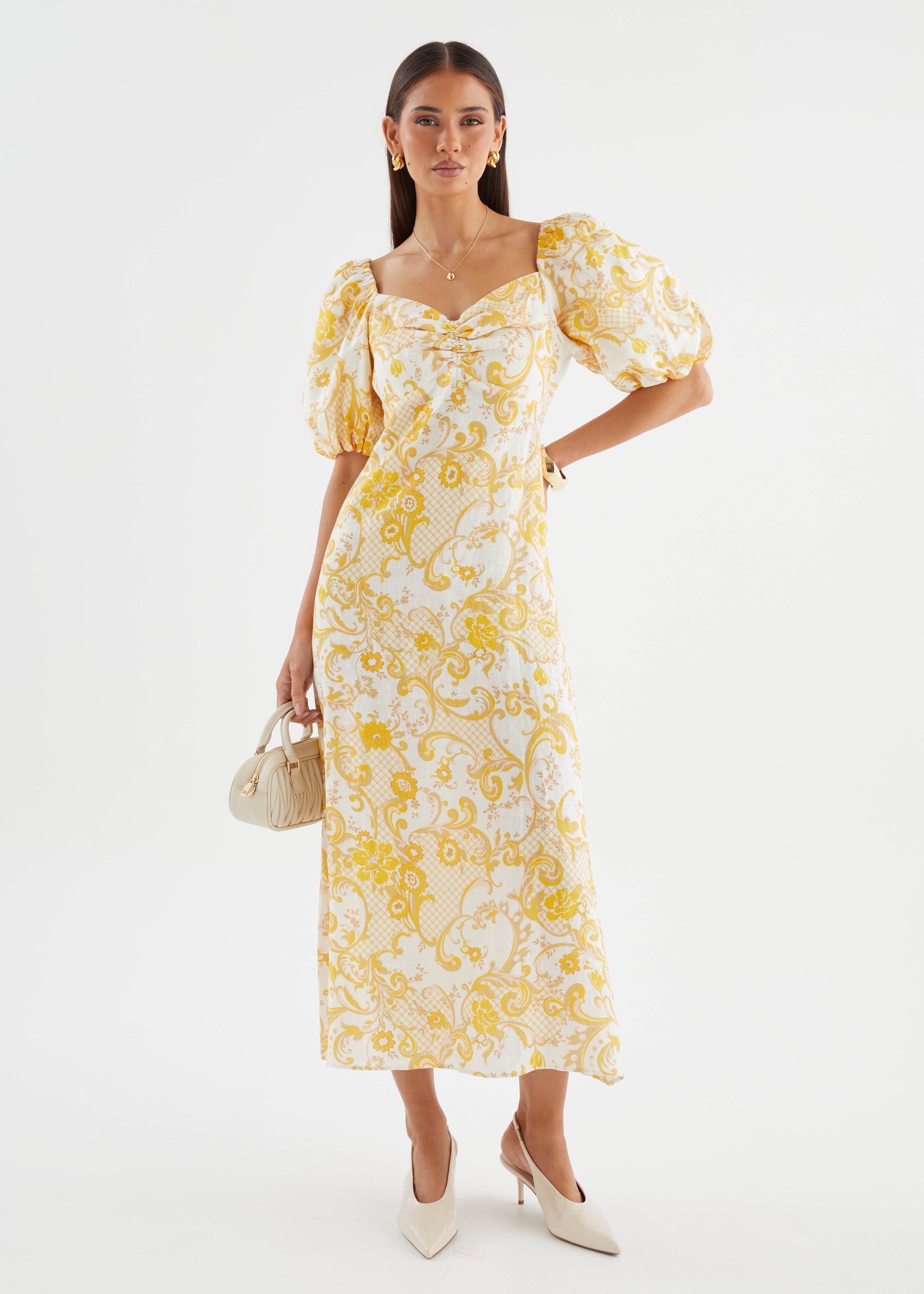 pineapple midi dress Polina Linen Midi Dress