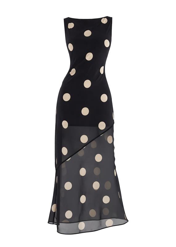 Addilyn Maxi Dress - Black Polka