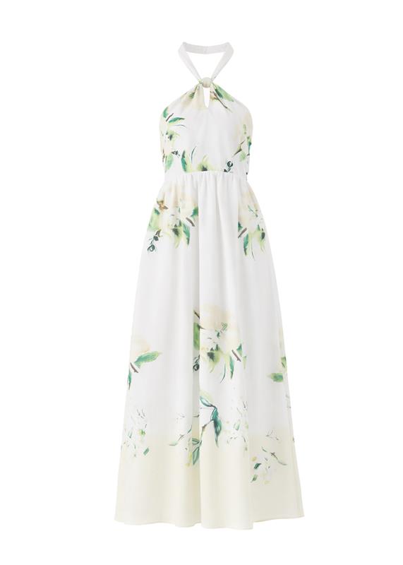Kendall Halter Midi Dress - Lemon Blossom