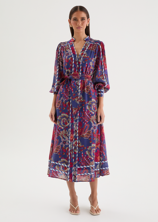 Nateese Midi Dress - Blue Native