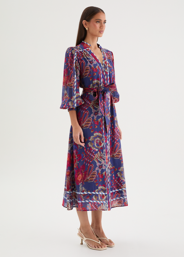 Nateese Midi Dress - Blue Native