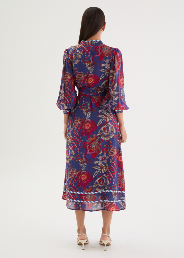 Nateese Midi Dress - Blue Native