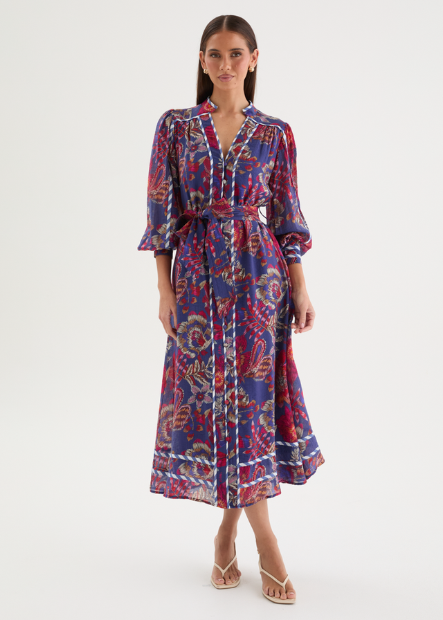 Nateese Midi Dress - Blue Native