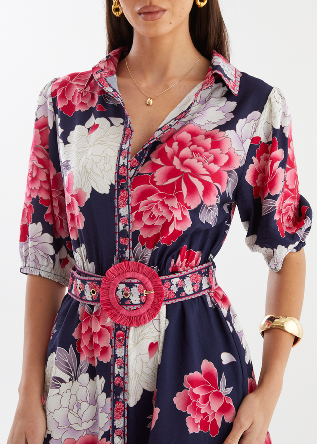 Roena Dress - Crimson Peony