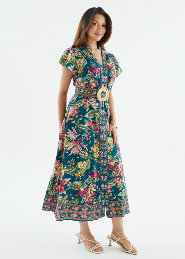 Rosetta Midi Dress - Emerald Native