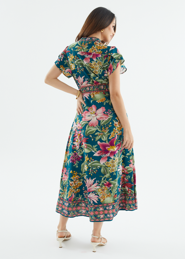 Rosetta Midi Dress - Emerald Native