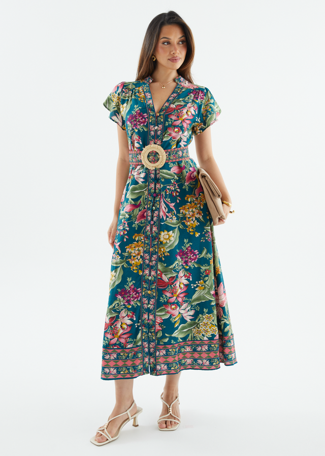 Rosetta Midi Dress - Emerald Native