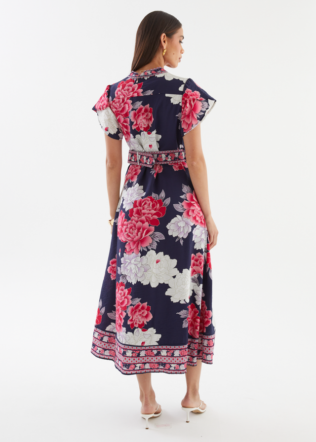 Rosetta Midi Dress - Crimson Peony