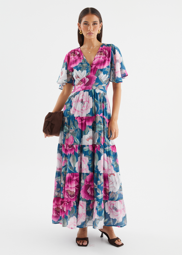 Eleisha Maxi Dress - Teal Peony