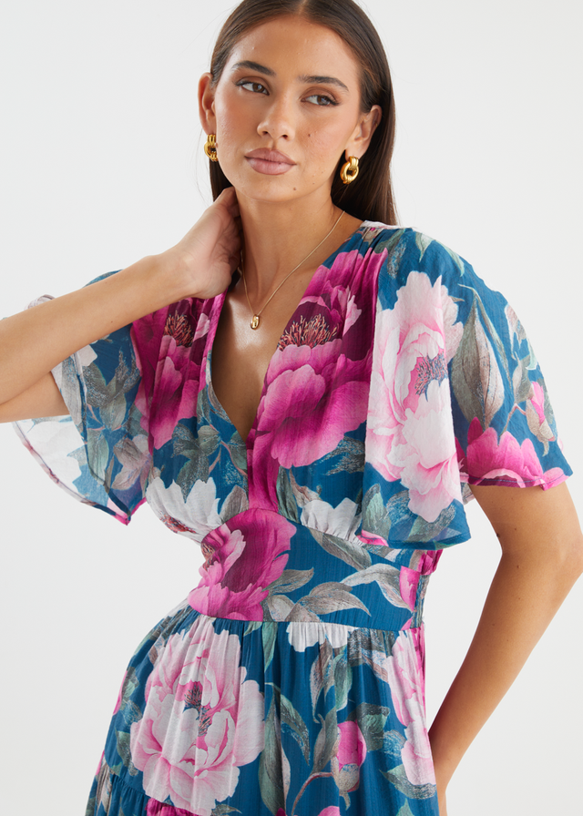 Eleisha Maxi Dress - Teal Peony